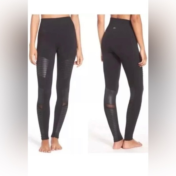 Alo Moto Leggings Womens Extra Small Black Compression‎ Gym. So Stylish!! - Picture 1 of 8